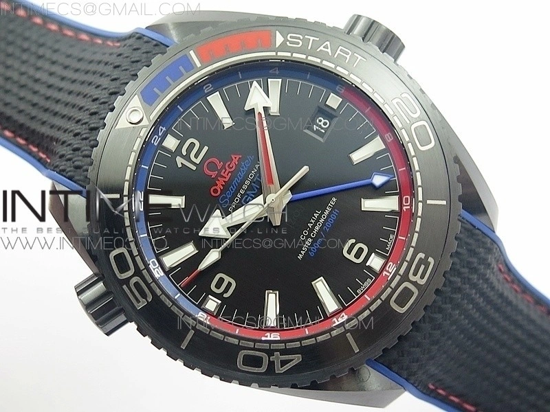 Planet Ocean 45.5mm ETNZ "Deep Black" Real Ceramic VSF 1:1 Best Edition on Black Nylon Strap A8906 Super Clone
